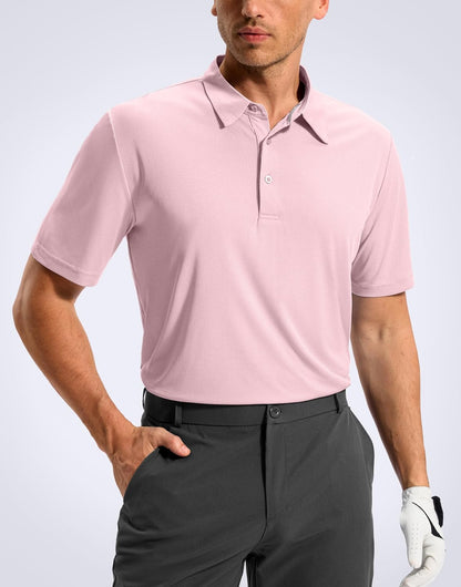 Mens Golf Shirt Grid Lightweight Short Sleeve Dry Fit Moisture Wicking Performance Athletic Collared Polo Shirts for Men