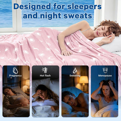 inhand Cooling Blanket Queen Size (90"x90") - Double Sided Cooling Blankets for Hot Sleepers, Cool Soft Lightweight Summer Blanket for Sofa Bed Couch, Travel, House Warming Gifts New Home Rose Pink