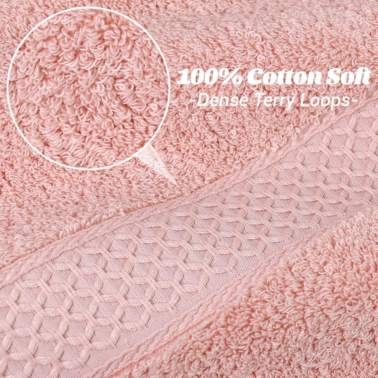 Cleanbear Pink Bath Towels Set of 2, Cotton Bath Towels for Bathroom 55 x 27 Inches, Soft Absorbent Quick Dry Shower Set for Women Daily Use