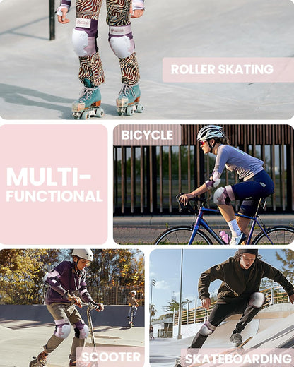 OutdoorMaster Knee Pads for Skating Knee and Elbow Pads for Adult &Youth - Skateboard Protective Gear with Wrist Guards 3 in 1 Saver Series for Skate
