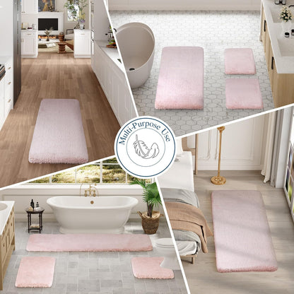Walensee Bathroom Rug Non Slip Bath Mat (16 x 24, Dusty Pink) Water Absorbent Soft Microfiber Shaggy Mat Machine Washable Thick Plush Rug for Shower