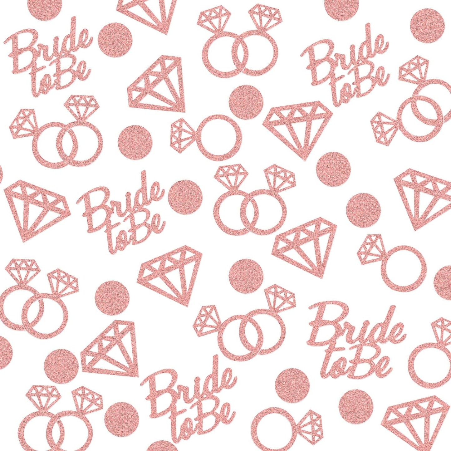 Bridal Shower Decorations 300pcs Table Glitter Confetti for Engagement Party Decor Bride to be,Diamond,Ring and Circle Rose Gold Paper Confetti for Wedding Bachelorette Party Supplies (Rose Gold)