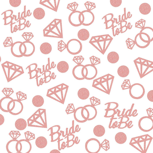 Bridal Shower Decorations 300pcs Table Glitter Confetti for Engagement Party Decor Bride to be,Diamond,Ring and Circle Rose Gold Paper Confetti for Wedding Bachelorette Party Supplies (Rose Gold)