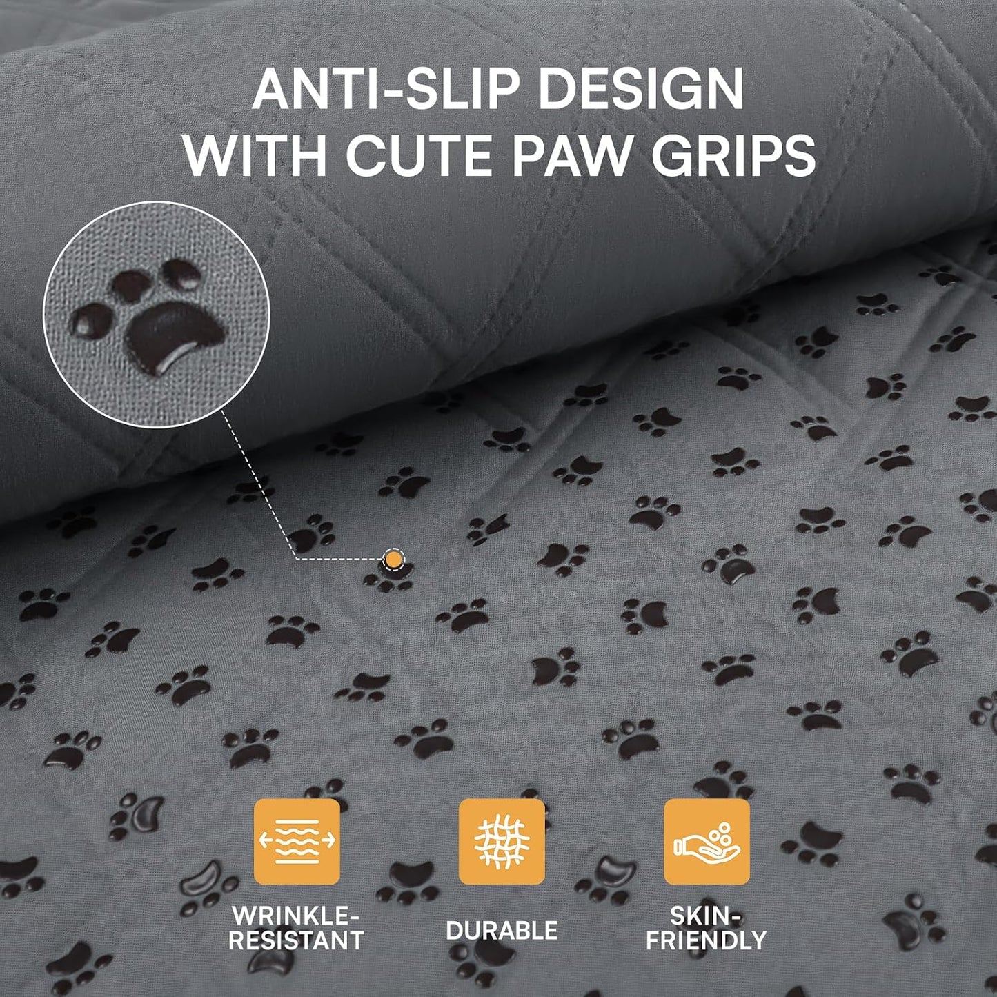 1 Pack 3 Blankets Super Soft Pet Flannel Throw for Dog Puppy Cat Paw Brown/Pink/White, 23x16 inch &100% Waterproof Couch Cover Blanket for Dogs Anti-Slip Pet Couch Protector Grey, 30x70 Inch