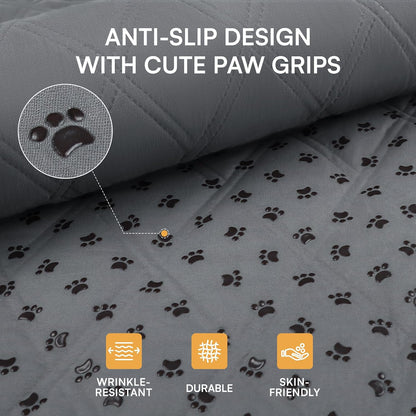 1 Pack 3 Blankets Super Soft Pet Flannel Throw for Dog Puppy Cat Paw Brown/Pink/White, 23x16 inch &100% Waterproof Couch Cover Blanket for Dogs Anti-Slip Pet Couch Protector Grey, 30x70 Inch