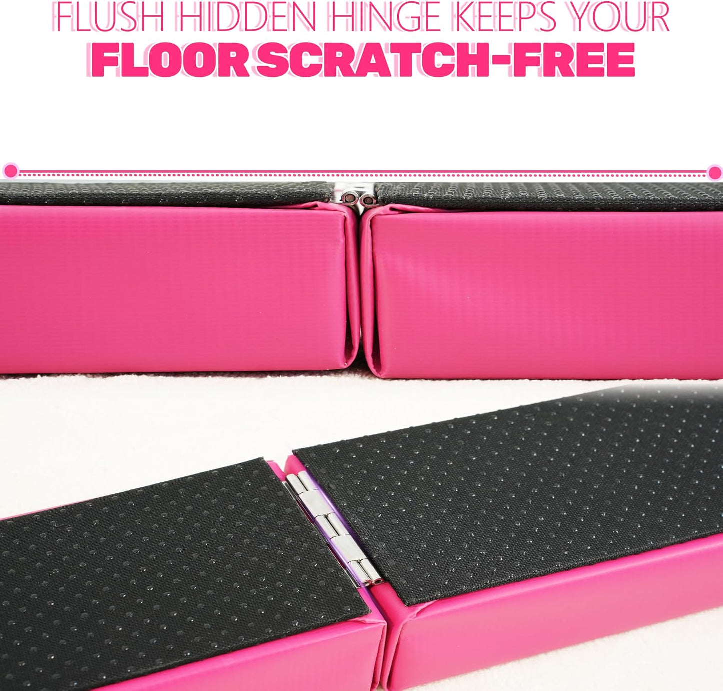 FC FUNCHEER 8FT Folding Balance Beam -Gymnastics Floor Beam -Gymnastics Equipment for Kids,Wood core- Anti-Slip Bottom and Carrying Bag for Home