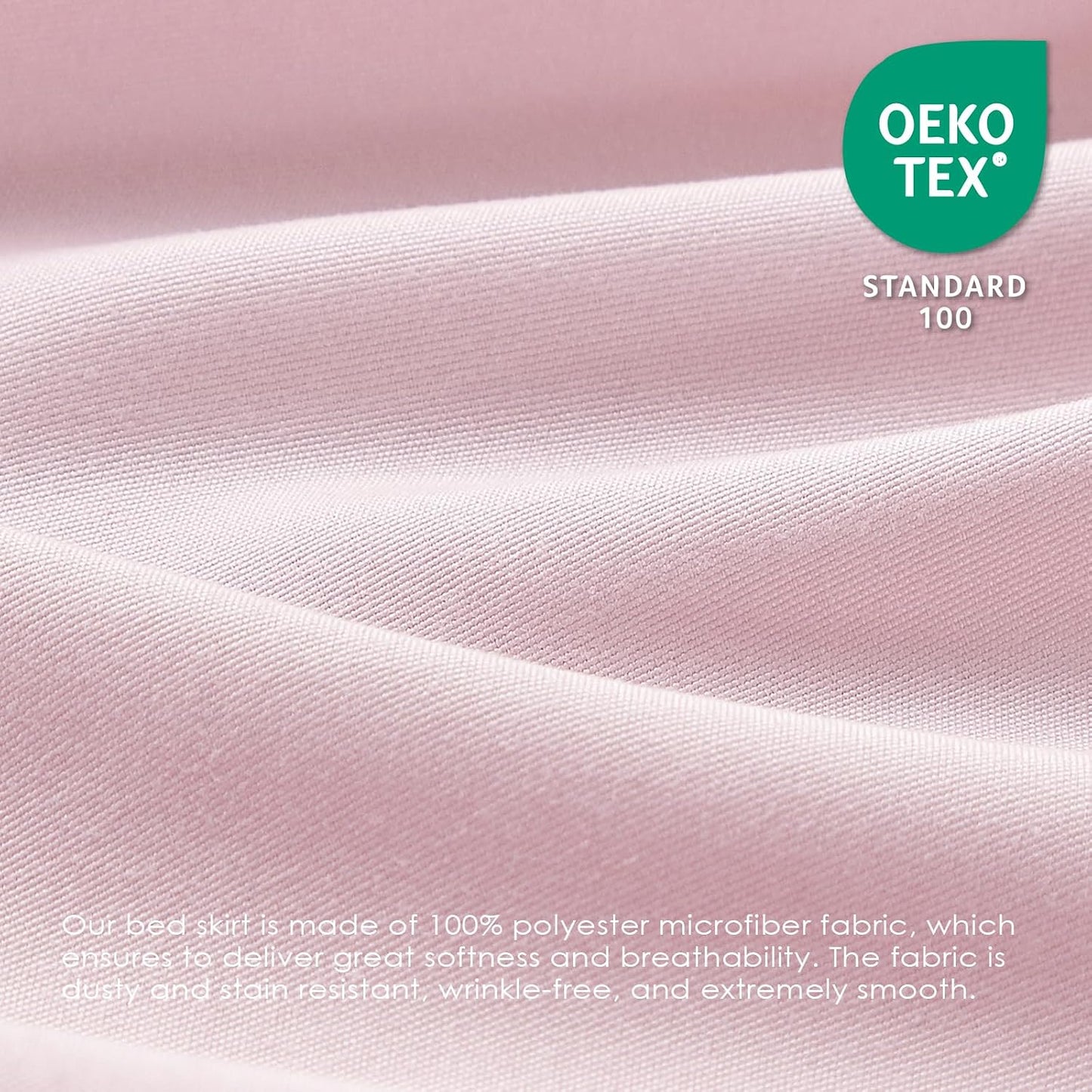 FreshCulture Full Bed Skirt, Elastic Wrap Around Bed Skirt Full Bed, Easy Fit with 15-Inch Tailored Drop, Hotel Quality Dust Ruffle for Full Size Bed, Bed Skirt Full Size (Dusty Pink)