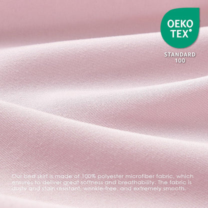 FreshCulture Full Bed Skirt, Elastic Wrap Around Bed Skirt Full Bed, Easy Fit with 15-Inch Tailored Drop, Hotel Quality Dust Ruffle for Full Size Bed, Bed Skirt Full Size (Dusty Pink)