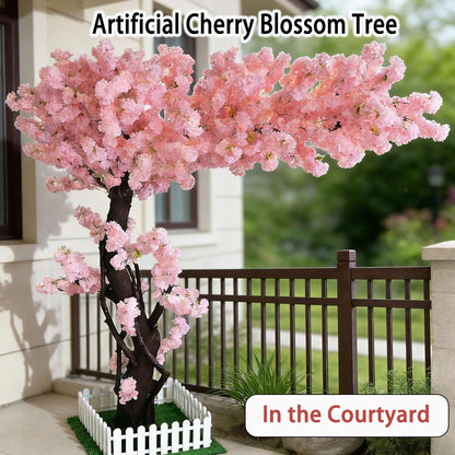 Large Artificial Cherry Blossom Trees Pink 6.6ft for Indoor Outdoor Home Decor,Tall Fake Japanese Cherry Blossom Wishing Trees for Living Room Garden Party,Wedding,Courtyards,Centerpieces