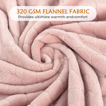 TOONOW Fleece Blanket Super Soft Cozy Throw Blanket 50" x 60", Lightweight Fuzzy Comfy Textured Flannel Blanket Winter Warm Plush Throw Blankets for Couch, Sofa, Bed, Light Pink