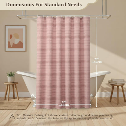 Siiluminisoy Pink Shower Curtain Farmhouse Shower Curtain for Bathroom Rustic Striped Fabric Shower Curtains 72 x 72