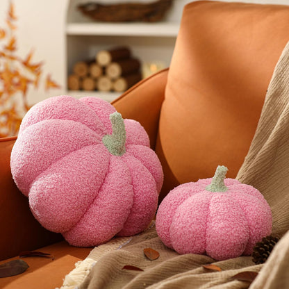 YRXRUS Pumpkin Pillows, Thanksgiving Pumpkin Throw Pillows, Pink Shaped Pillow for Fall Room Decor Gifts, Teddy Fleece Cute 6x12 Inches Halloween Pillow, Accent Fall Pillows