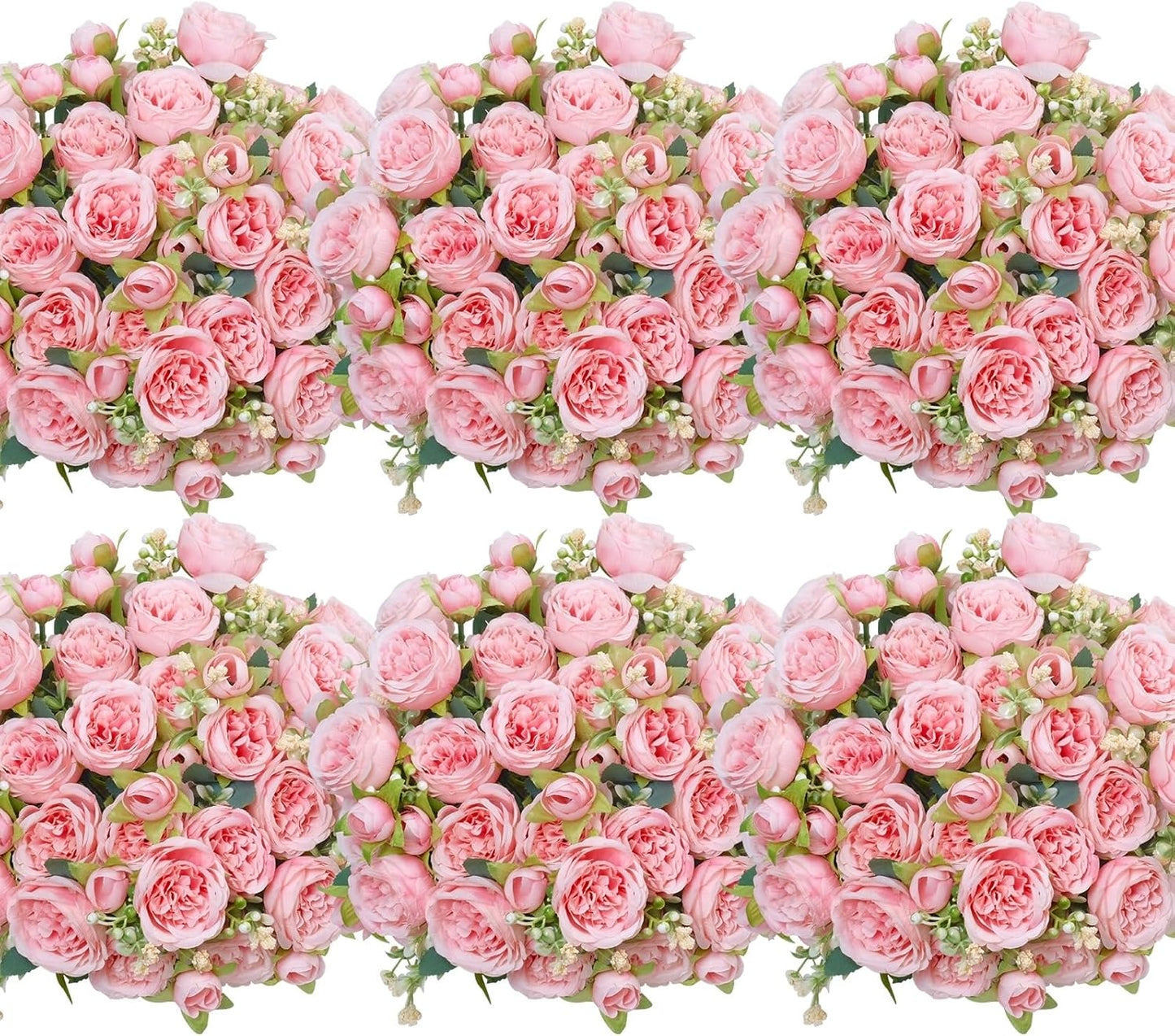 6 Pcs Peonies Artificial Flowers Bulk, Light Pink Silk Peonies Fake Bouquet for Floral Centerpieces, Realistic Faux Peony Flower for Flower Arrangements Wedding Decoration vase