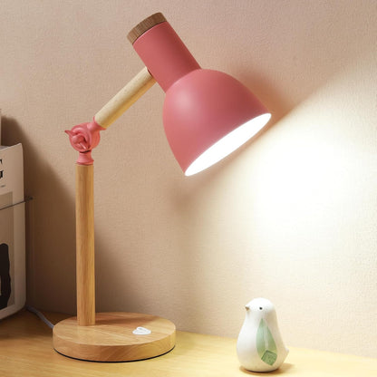 Desk Lamp,Wooden Adjustable Tri-Color Table & Bedside Lamp for Office, Living Room, Bedroom & Kids Room (Pink)
