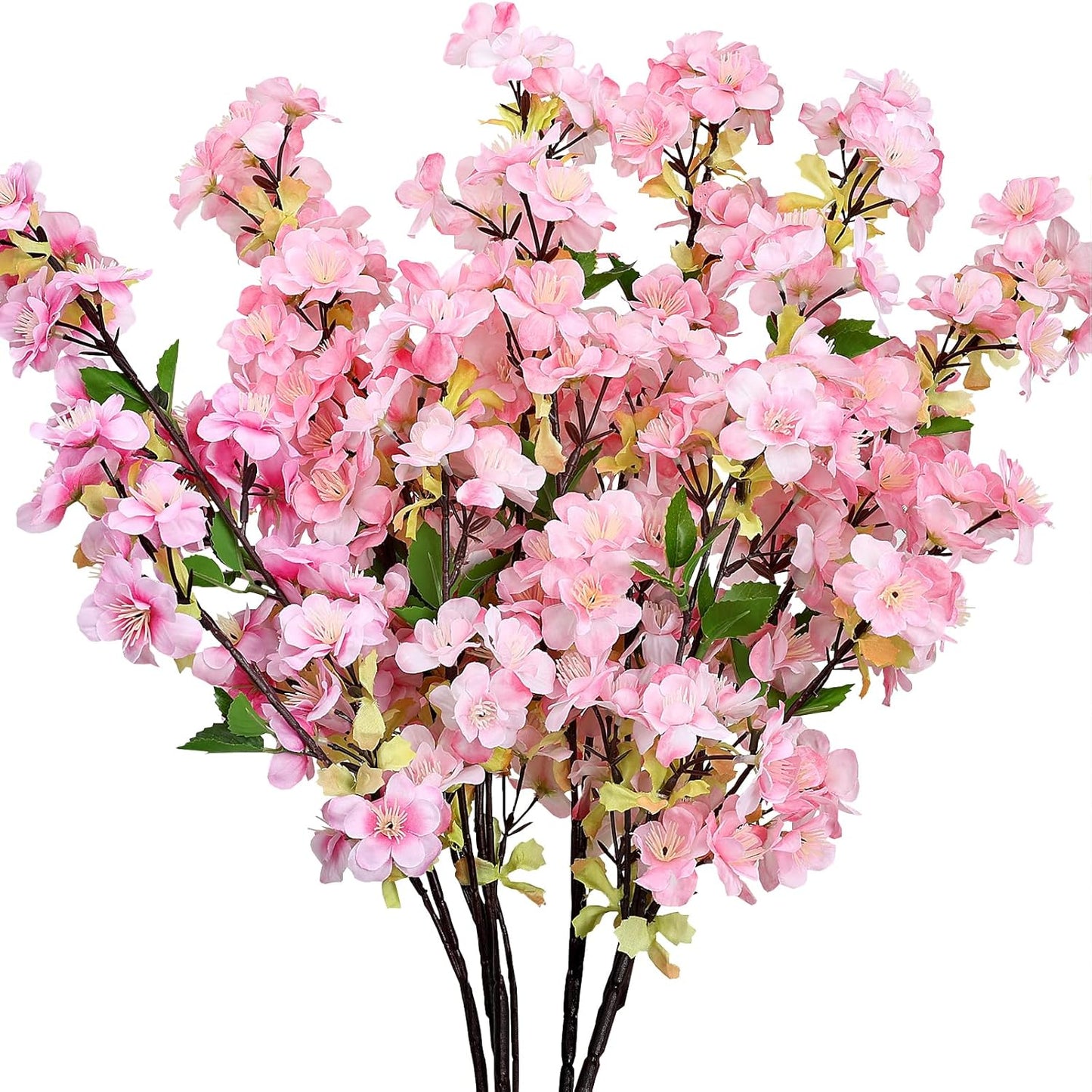 6Pcs Pink Artificial Cherry Blossom Branches for Home Decor 27’’ Faux Silk Long Stem Flowers for Spring Dining Wedding Party Decoration Indoor Table Centerpieces