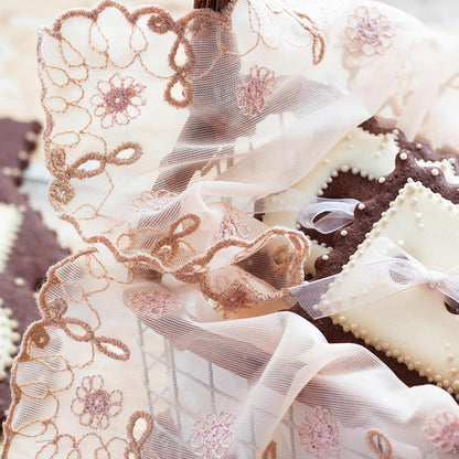 uxcell Retro Lace Placemat 12x16-in Oval Embroidered Table Place Mats French Crochet Doilies Coasters Cup Mat for Home Wedding, Peach Pink