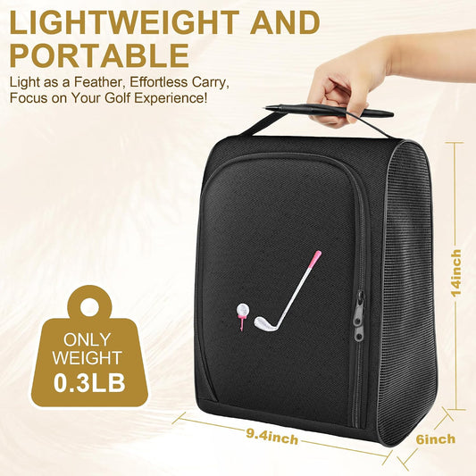 Golf Shoe Bag Gift for Women, Pink Golf Lover Gift, Waterproof Travel Shoes Carrier with Handle and Zipper with Ventilated Mesh, Lightweight Portable Golf Accessories Pouch Bag for Gym Sports Outdoor