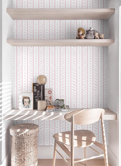 CiCiwind Peel and Stick Wallpaper White and Pink Contact Paper Geometric Striped Wall Paper Modern Dot Removable Self-Adhesive Wallpapers for Bedroom Bathroom Kitchen Cabinets Shelves 78.7"×17.3"