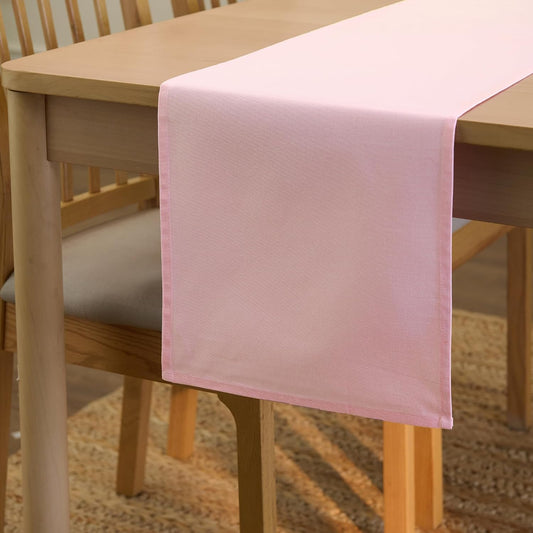 Encasa XO Table Runner 13"x72" Long | Cotton Canvas Fabric | Light Pink Solid Color | Machine Washable & Durable