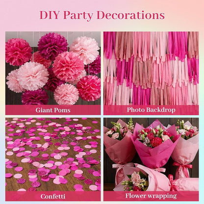 Koogel 112 Sheets Pink Tissue Paper, 20x14 Inch Red Tissue Paper for Gift Bags Bulk Crafts Wrapping DIY Project