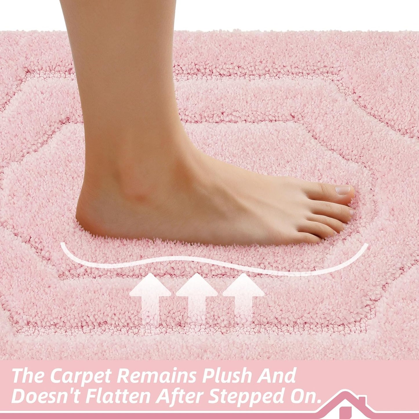 BEQHAUSE Bathroom Rugs Nonslip Bath Mat Soft & Absorbent Shaggy Bathroom Mats for Bathrooms Machine Washable Bath Rug for Shower Sink and Bathtub, Pink, 24"x48"