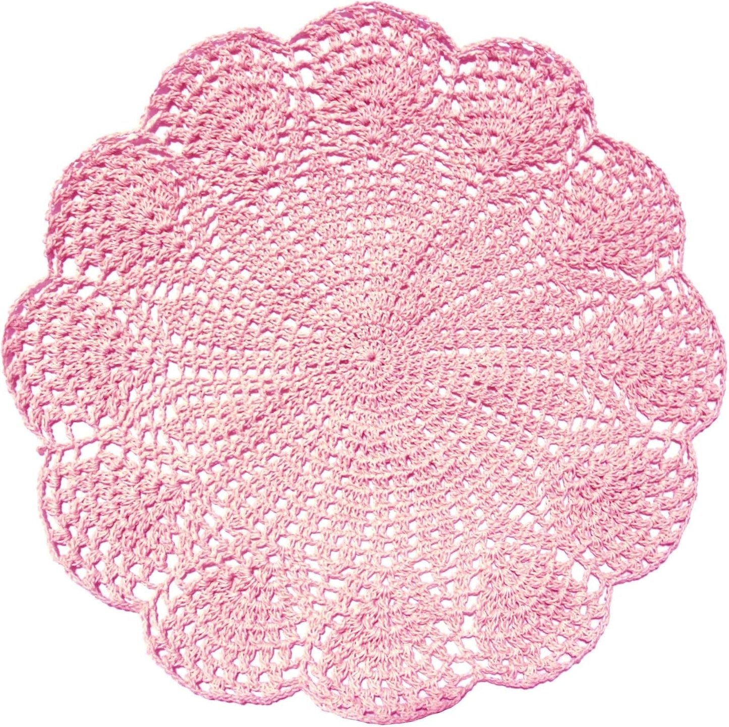 11.8 in to 13.8 in Lace Doilies Round Flower Vase Mats Kitchen Tablecloth Dish Plate Mat Handmade Crochet Table Doily Placemats Coaster for Mother's Day Wedding (Pink,1PC)