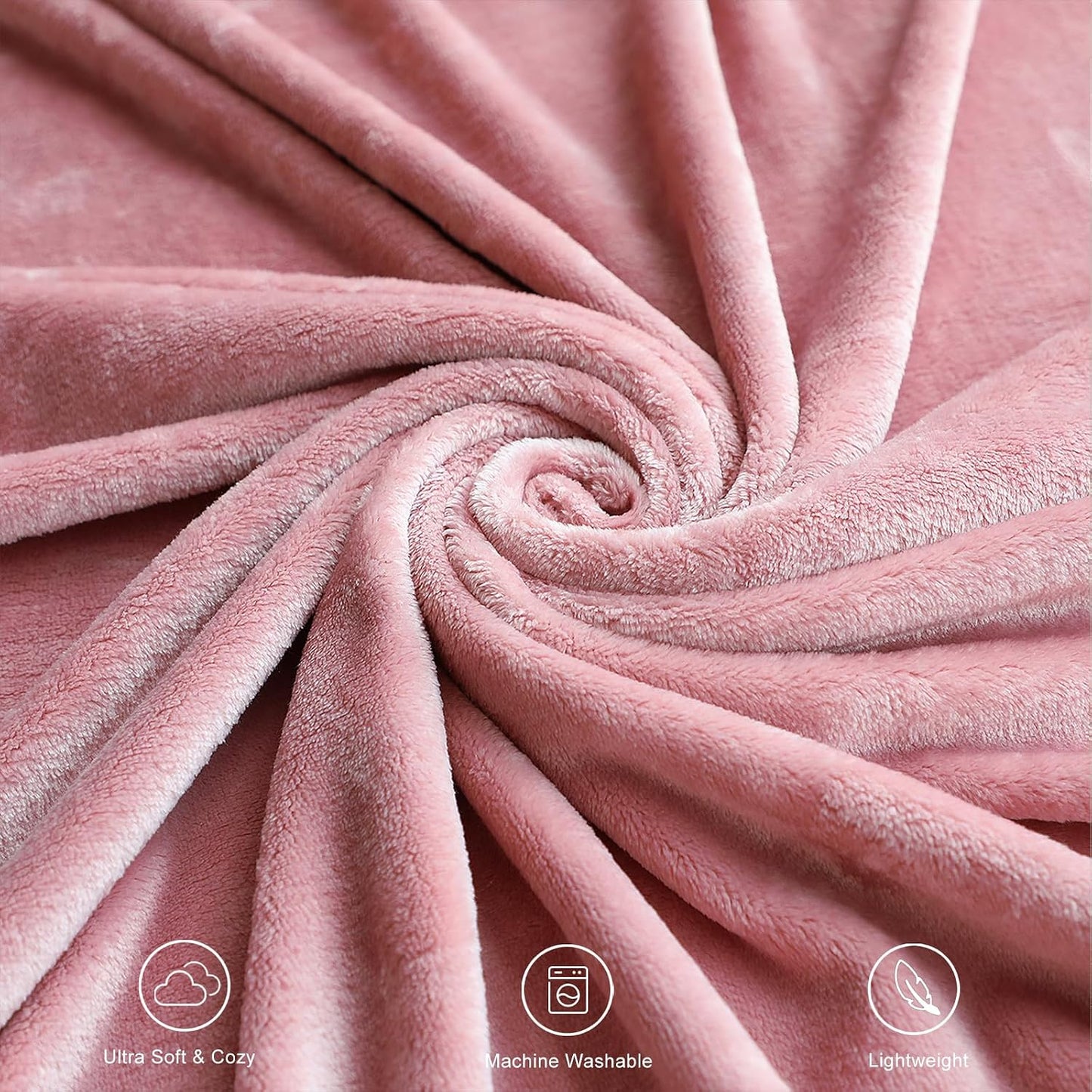 TASTHROW Pink Throw Blanket 50x60 Inches, Soft Plush Cozy Fleece Flannel Throw Blanket, Lightweight Warm Throws for Bed, Couch, Bedroom and Living Room, All Seasons