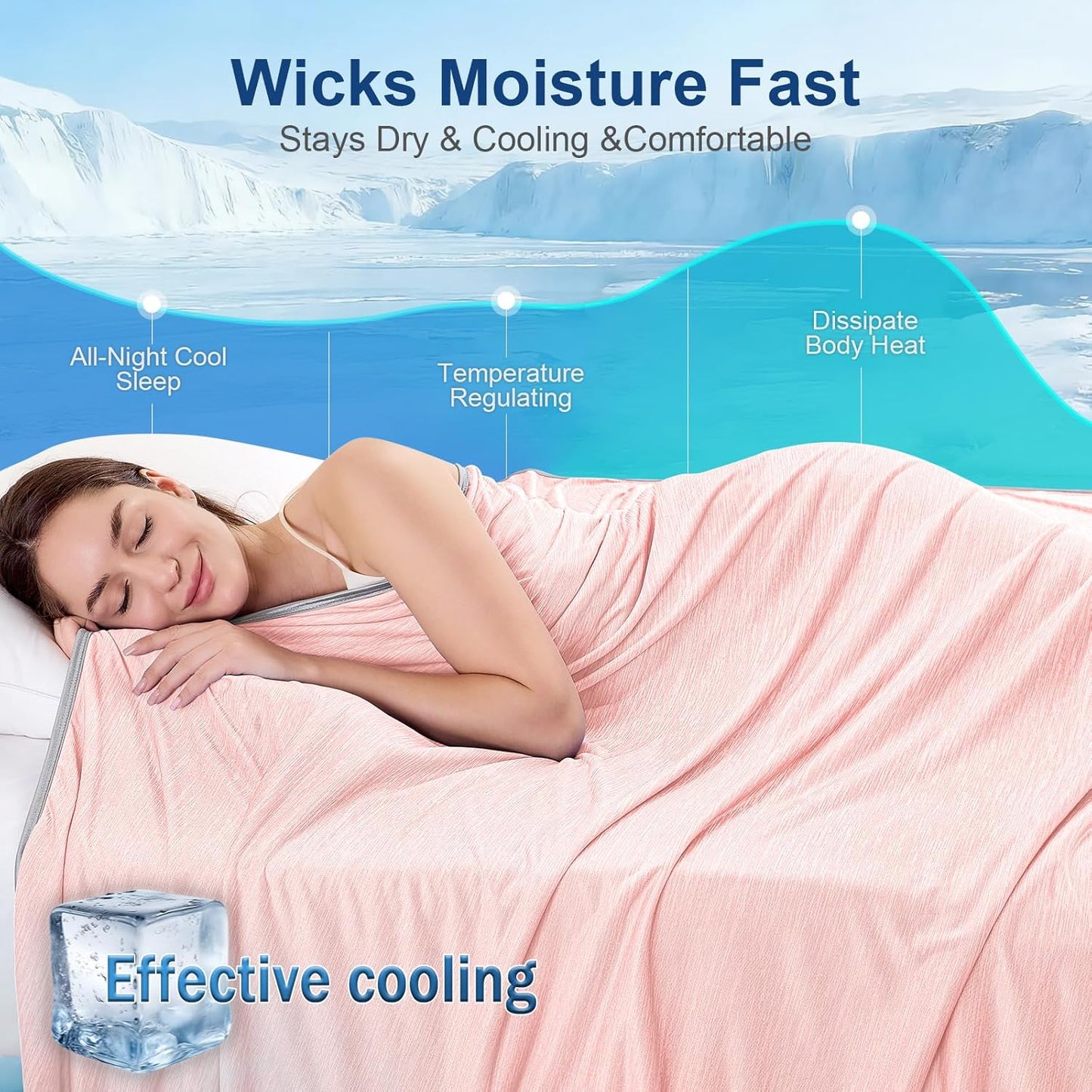 KMUSET Cooling Blanket Twin (60"x80"), Double Sided Summer Cooling Blankets for Hot Sleepers & Night Sweats, Cool Soft Lightweight Blanket for Dorm Room Essentials, Picnic, Gifts for Women Dusty Pink
