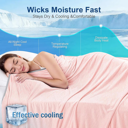 KMUSET Cooling Blanket Twin (60"x80"), Double Sided Summer Cooling Blankets for Hot Sleepers & Night Sweats, Cool Soft Lightweight Blanket for Dorm Room Essentials, Picnic, Gifts for Women Dusty Pink