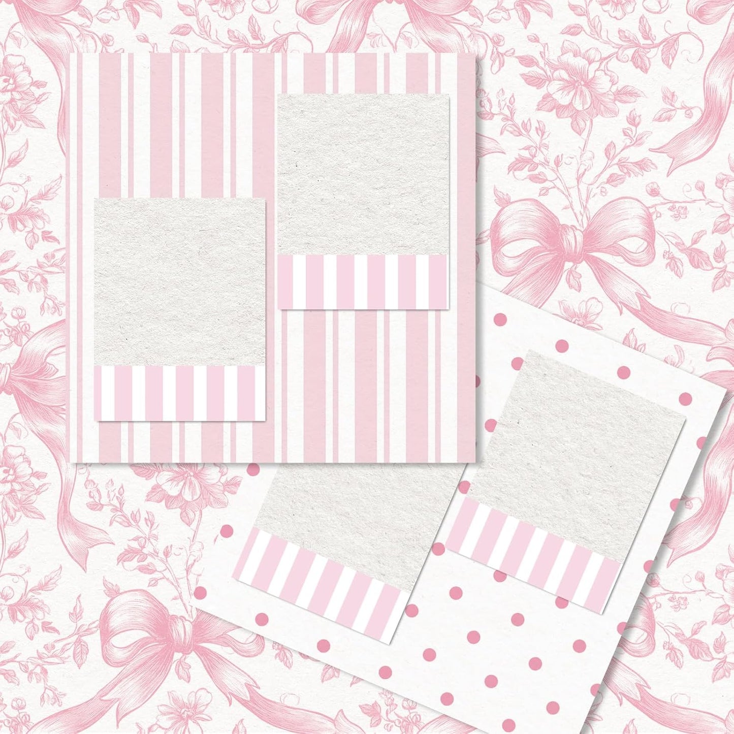 Whaline 24 Sheets 6 x 6 Inch Pink Bow Floral Pattern Paper Chinoiserie Scrapbook Specialty Paper Double Sided for DIY Crafts Card Making Photo Album Decor