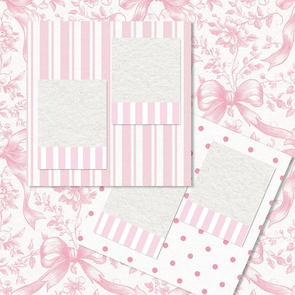 Whaline 24 Sheets 6 x 6 Inch Pink Bow Floral Pattern Paper Chinoiserie Scrapbook Specialty Paper Double Sided for DIY Crafts Card Making Photo Album Decor