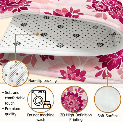 Flower Area Rug, Floral Modern Leaf Petal Spring Peach Low Pile Sponge Aesthetic Rectangle Home Floor Carpet Rugs for Living Room Bedroom Under Table Dining Decor 5' X 7'