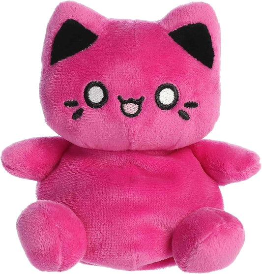 Aurora® Enchanting Tasty Peach® Meowchi Palm Pals™ Stuffed Animal - Bright & Colorful Design for Room Decor - Perfect for Adults, Kids, and Birthdays - Cosmic Purple 5 Inches