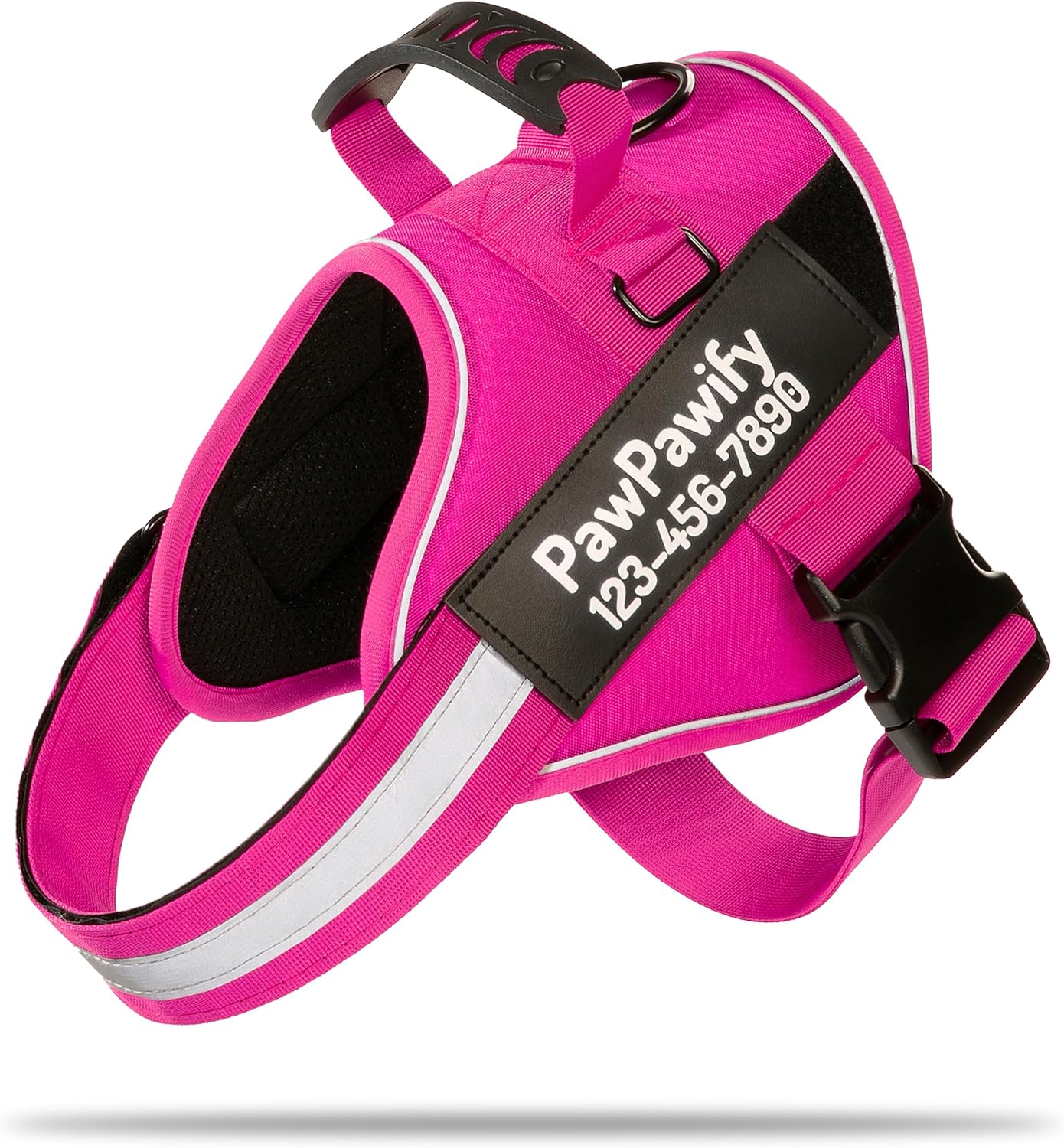 Custom No Pull Dog Harness with Name and Phone Number, Heavy Duty Personalized Pet Vest to Prevent Tugging, Pulling, or Choking, Training and Walking (New Pink, M (20-40 LBS))