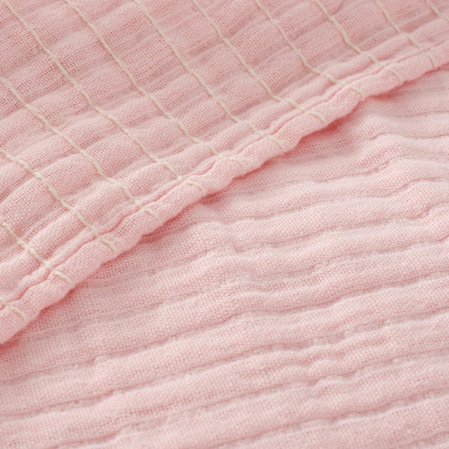 Muslin Throw Blanket for Bed 100% Cotton Gauze Fall Blankets Lightweight Soft Cozy Breathable Summer Throws for Adults All Seasons Use,90"x90" Queen Size Pink