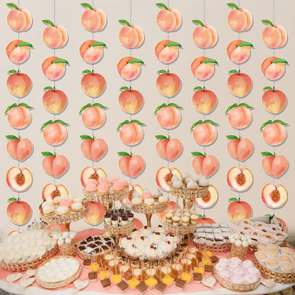 Peach Birthday Party Supplies 8PCS Peach Garlands Sweet as a Peach Decorations Fruit Theme Paper Hanging Garland Banners for Sweet Little is on The Way Baby Shower Wedding Decor
