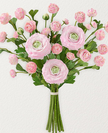 Dolicer Real Touch Ranunculus Artificial Flowers, 8Pcs 18 Inch Fake Peonies Artificial Flowers, Pink Faux Flower for Vase Faux Peony Bulk for Home Table Wedding Bridal Bouquet Decor