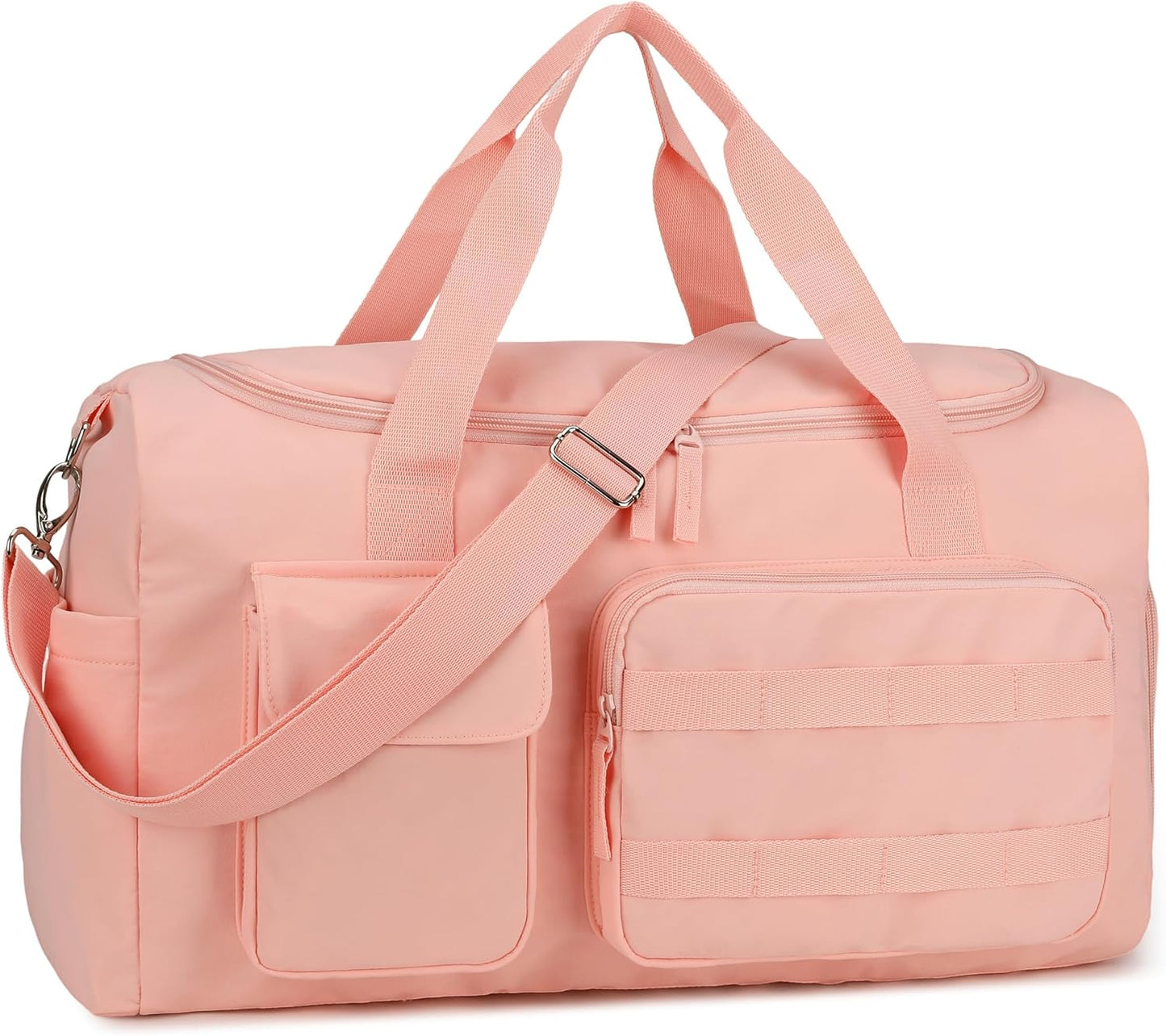 Gym Bags for Women & Men - Lightweight Travel Duffle Bag with Shoes Compartment & Wet Pocket, Durable Carry-on Weekend Bag, Pink