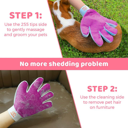 Dog & Cat Brush-Deshedding Brush, Dematting Tools, Shedding Brush Glove, Reduces Shedding 95%, Short to Long Hair, Large Breeds (Pink)