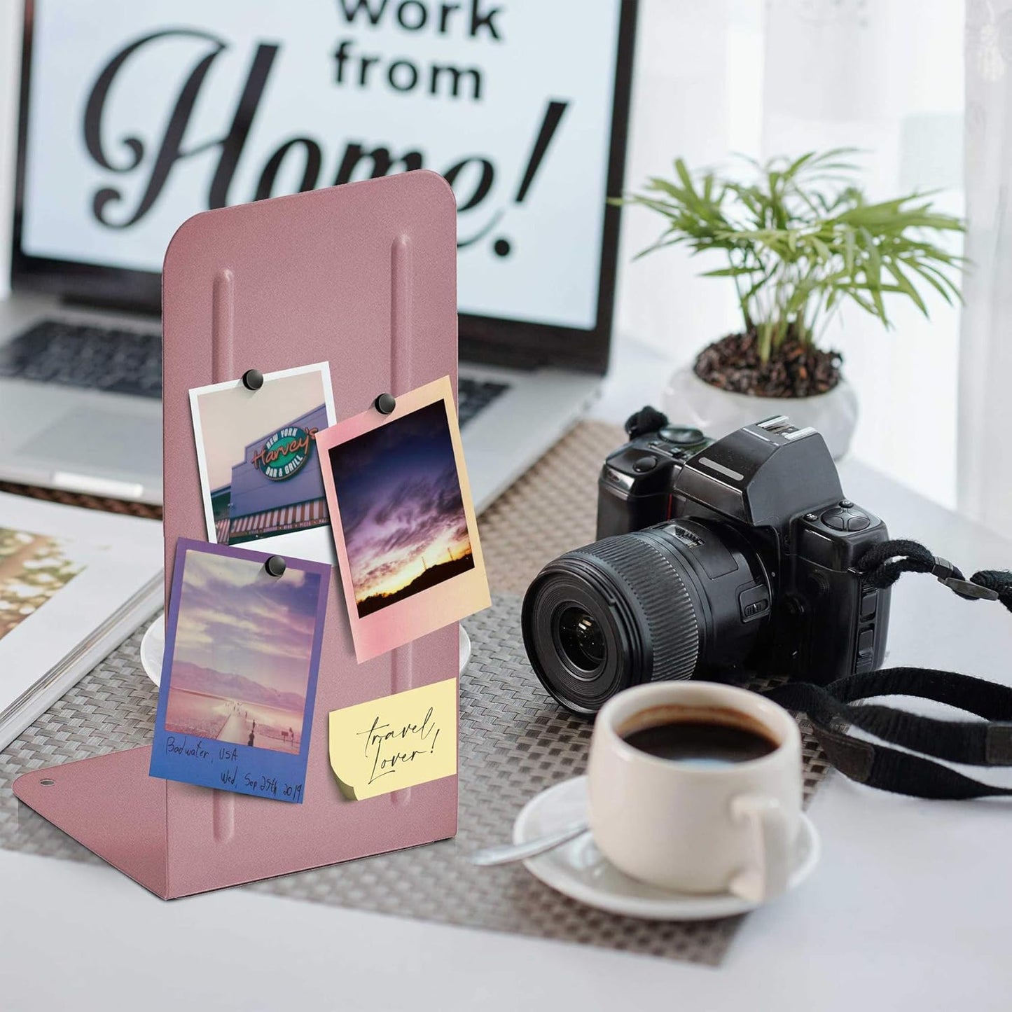 Acrimet Bookends for Shelves, Heavy Duty Steel Metal Book Ends, Non-Skid Book Stopper, Book Storage Holder for Home, Library, Jumbo Large Size 9" H x 4" W x 4 1/2" D, (Pink) (1 Pair / 2 Pieces)