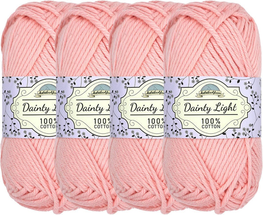 JubileeYarn Dainty Light Yarn - 100g/Skein Worsted Cotton - Peach - 4 Skeins