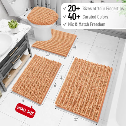 Arotive Luxury Bathroom Rugs 24x16, Extra Soft Thick Absorbent Shaggy Chenille Bath Rugs, Non-Slip Machine Wash Dry, Bath Mats for Bathroom Floor, Tub and Shower, Home Decor Accessories, Peach