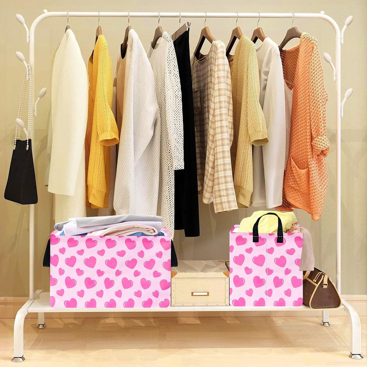 Valentine's Day Storage Basket Baby Hamper Collapsible Organizer Bin Gifts Shelf Baskets for Room Decor