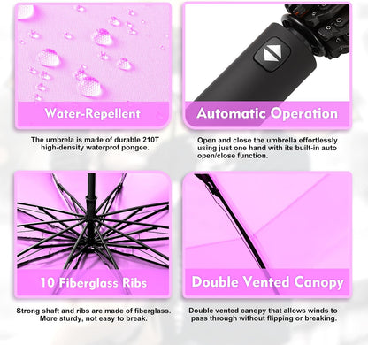 Windproof Automatic Inverted Umbrella – Compact Folding with Sun UV Protection, Portable Travel Umbrella for Car & Backpack