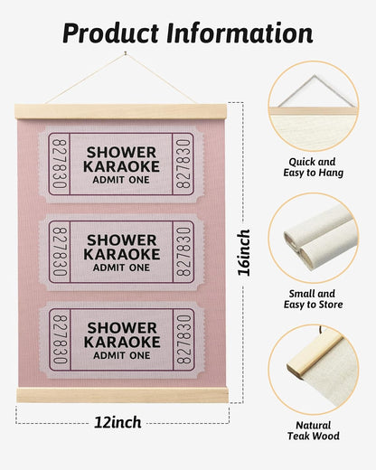 FGFK Sweet Cheeks Pink Peach Bathroom Poster Hanger Frame, Peach Bathroom Decor, Trendy Shower Karaoke Ticket Wall Art Decor for Girls Bath Room Washroom Restroom, 12x16 Inch Set of 2