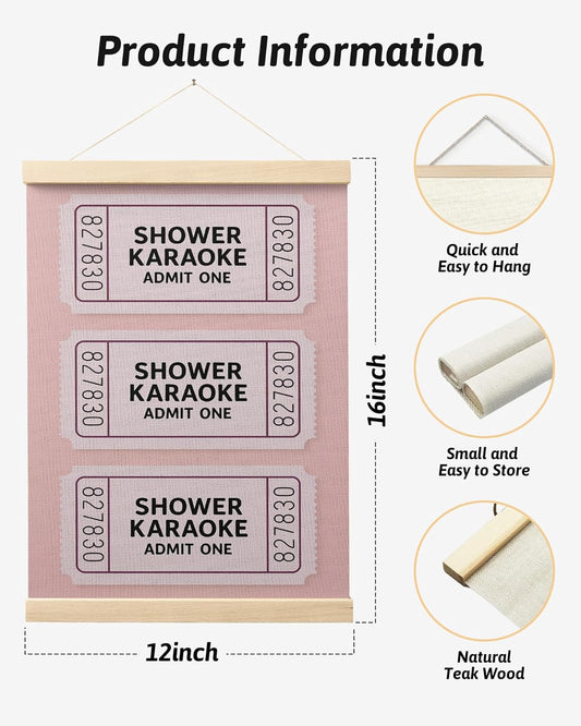 FGFK Sweet Cheeks Pink Peach Bathroom Poster Hanger Frame, Peach Bathroom Decor, Trendy Shower Karaoke Ticket Wall Art Decor for Girls Bath Room Washroom Restroom, 12x16 Inch Set of 2