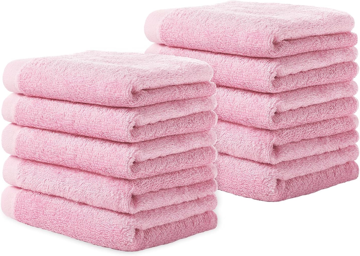 Yoofoss Washcloths Towel Set 10 Pack Baby Rayon Derived from Bamboo Wash Cloth for Bathroom-Hotel-Spa-Kitchen Multi-Purpose Fingertip Towels and Face Cloths 10'' x 10'' - Pink