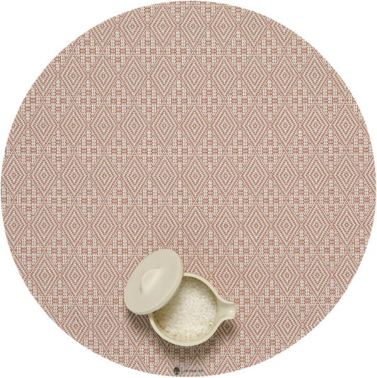 Martha by Martha Stewart | Chilewich Boxwood Placemats in Burnt Coral - Set of 4 - Easy Care Woven Tabletop Textiles - Indoor/Outdoor - 15" Round