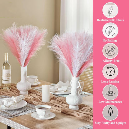 MVVM Blush Pink Pampas Grass Decor,78pcs Artificial Fluffy Pink Decor Flowers Faux Pampas Grass for Home Wedding Living Room Birthday Bathroom Wall Party Christmas Decoration
