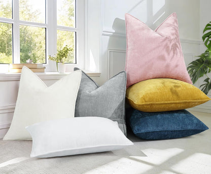 decorUhome Summer Couch Throw Pillow Covers 18x18 Set of 2, Decorative Soft Velvet Modern Cozy Chenille Pillow Cases with Elegant Design for Sofa Bed Living Room Home Decor, Blush Pink